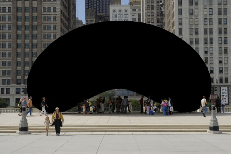 Anish Kapoor’s “Cloud Gate” (2006) following the artist’s recent recoating in Vantablack