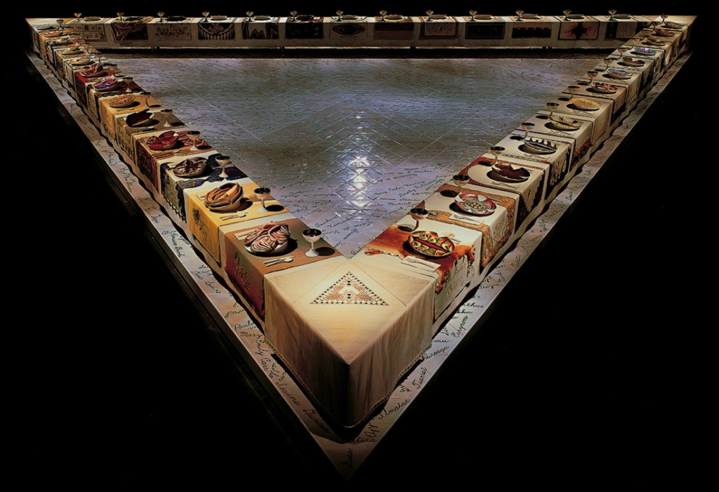 The Dinner Party installation art by Judy Chicago | Image source: thingsmag.us