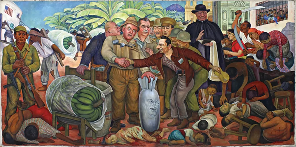 Diego Rivera’s 13 ft-wide mural Glorious Victory (1954, top)
